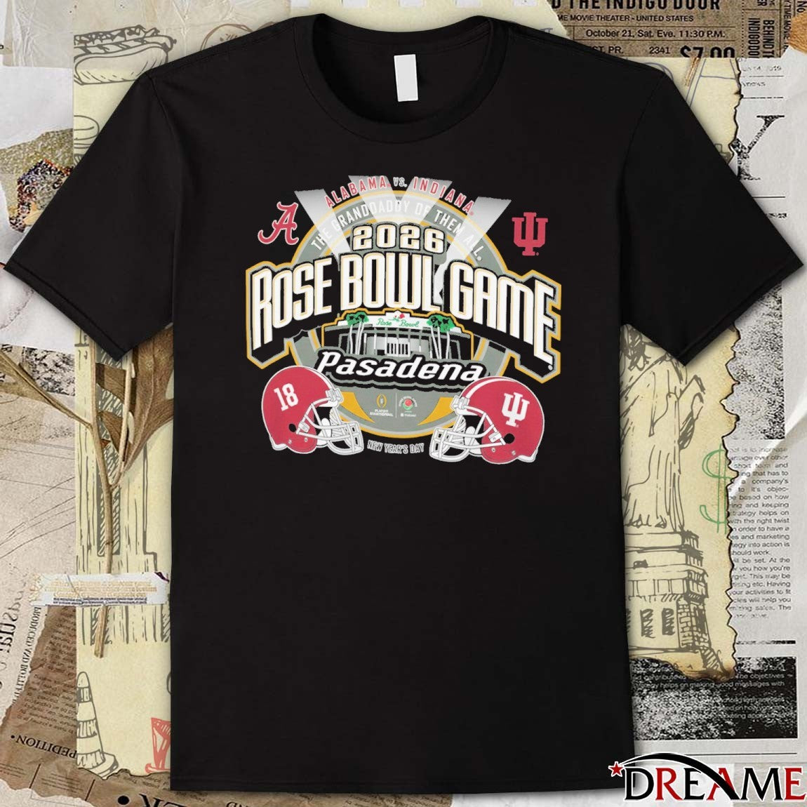 Alabama Vs Indiana Football 2026 CFP Rose Bowl Game Head to Head The Granddaddy Of Them All New Year’s Day Helmets t-shirt