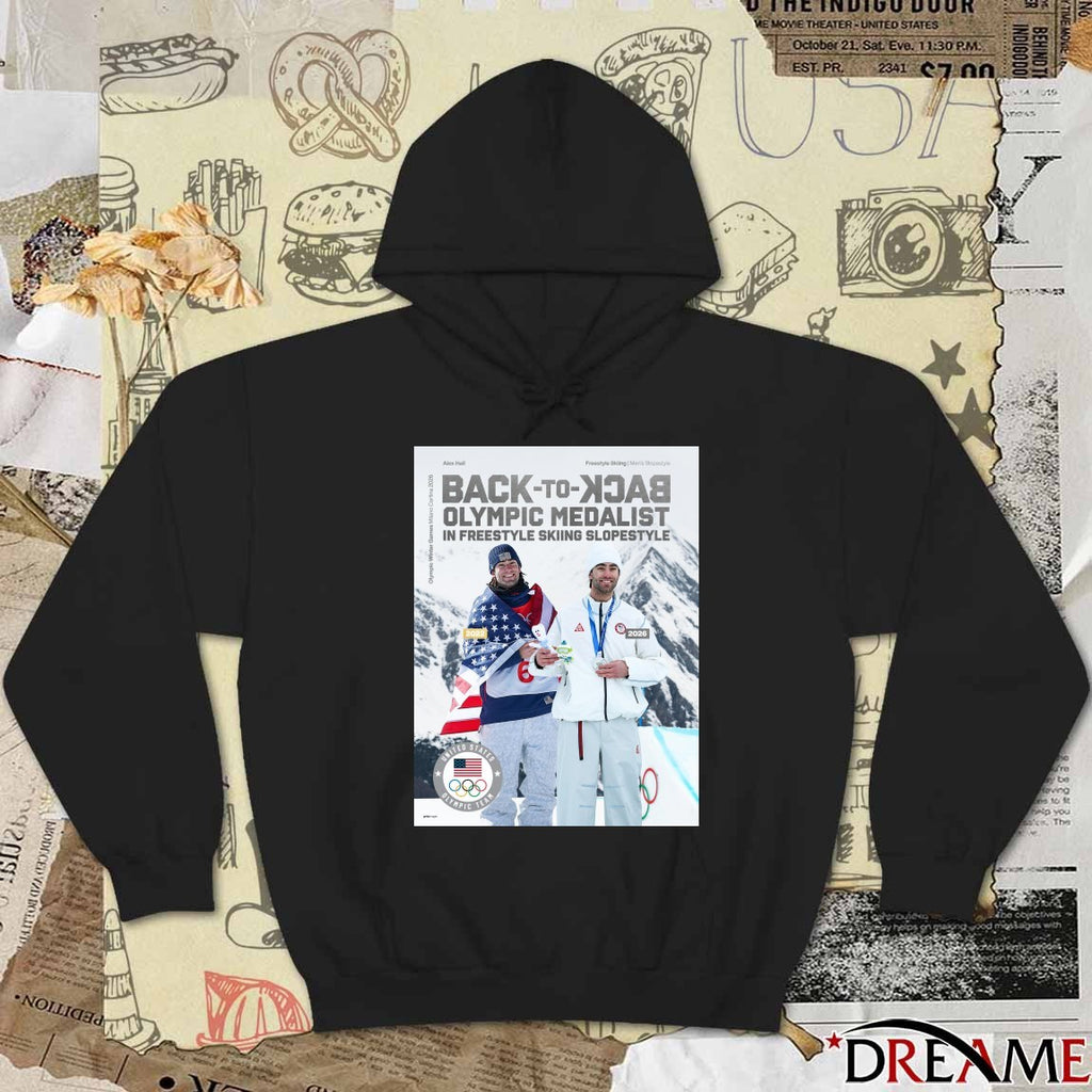 Alex Hall Back To Back Olympic Medalist In Freestyle Skiing Slopestyle 2026 Poster t-shirt