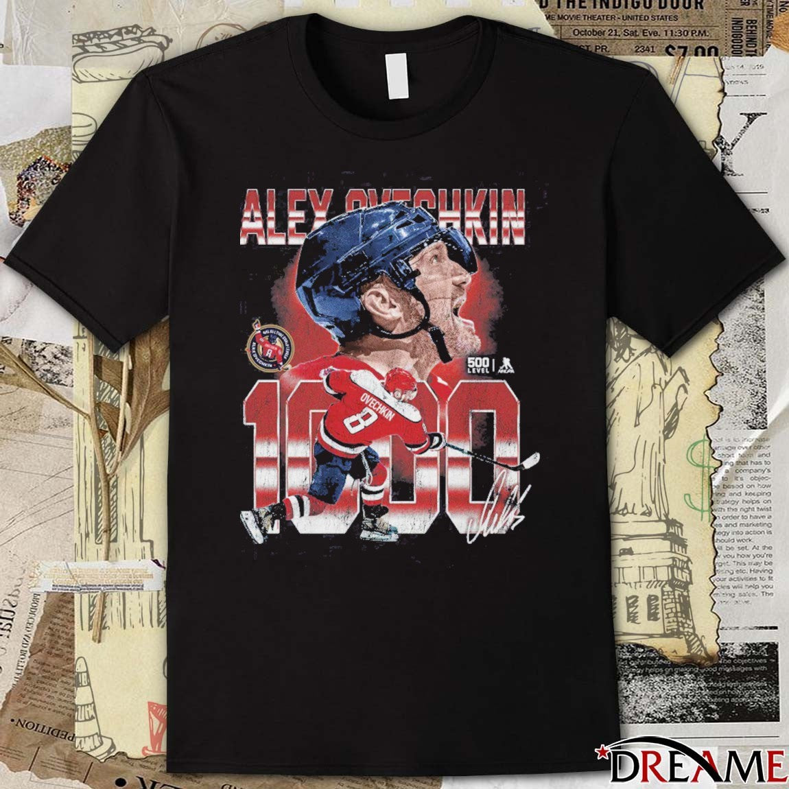 Alex Ovechkin Washington Capitals Hockey 1000 Goals Signature t-shirt