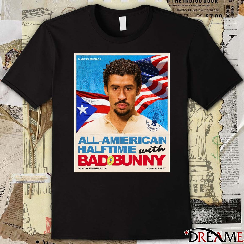 All-American Halftime With Bad Bunny February 8 2026 Poster t-shirt