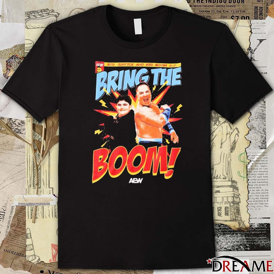 All Elite Wrestling Big Justice And Big Boom AJ Bring The Boom 2025 t-shirt