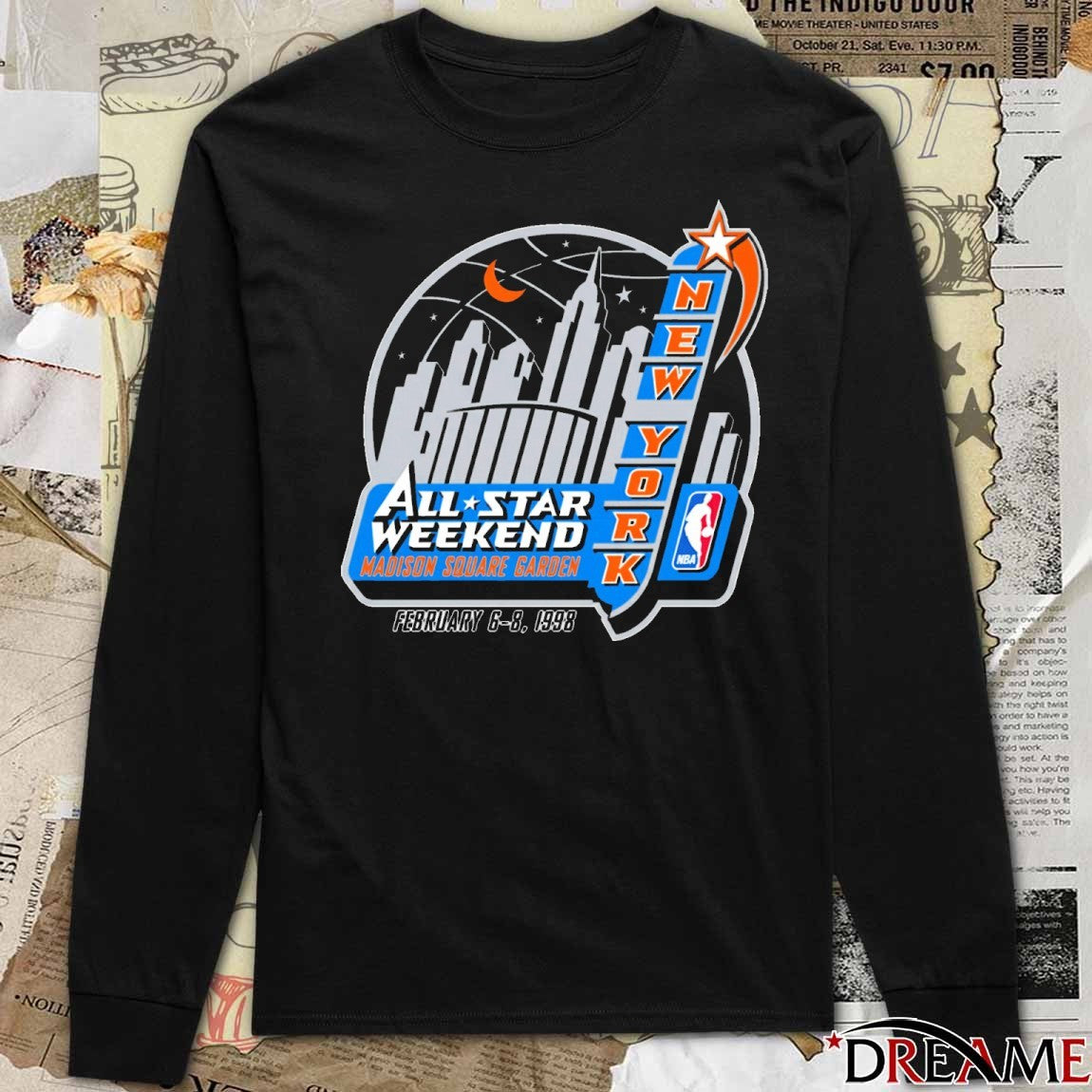All-Stars Weekend Madison Square Garden February 6-8 1998 NBA New York Logo t-shirt