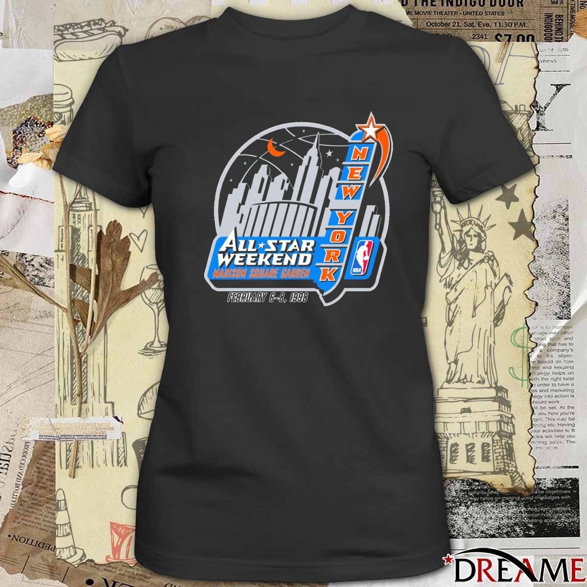 All-Stars Weekend Madison Square Garden February 6-8 1998 NBA New York Logo t-shirt