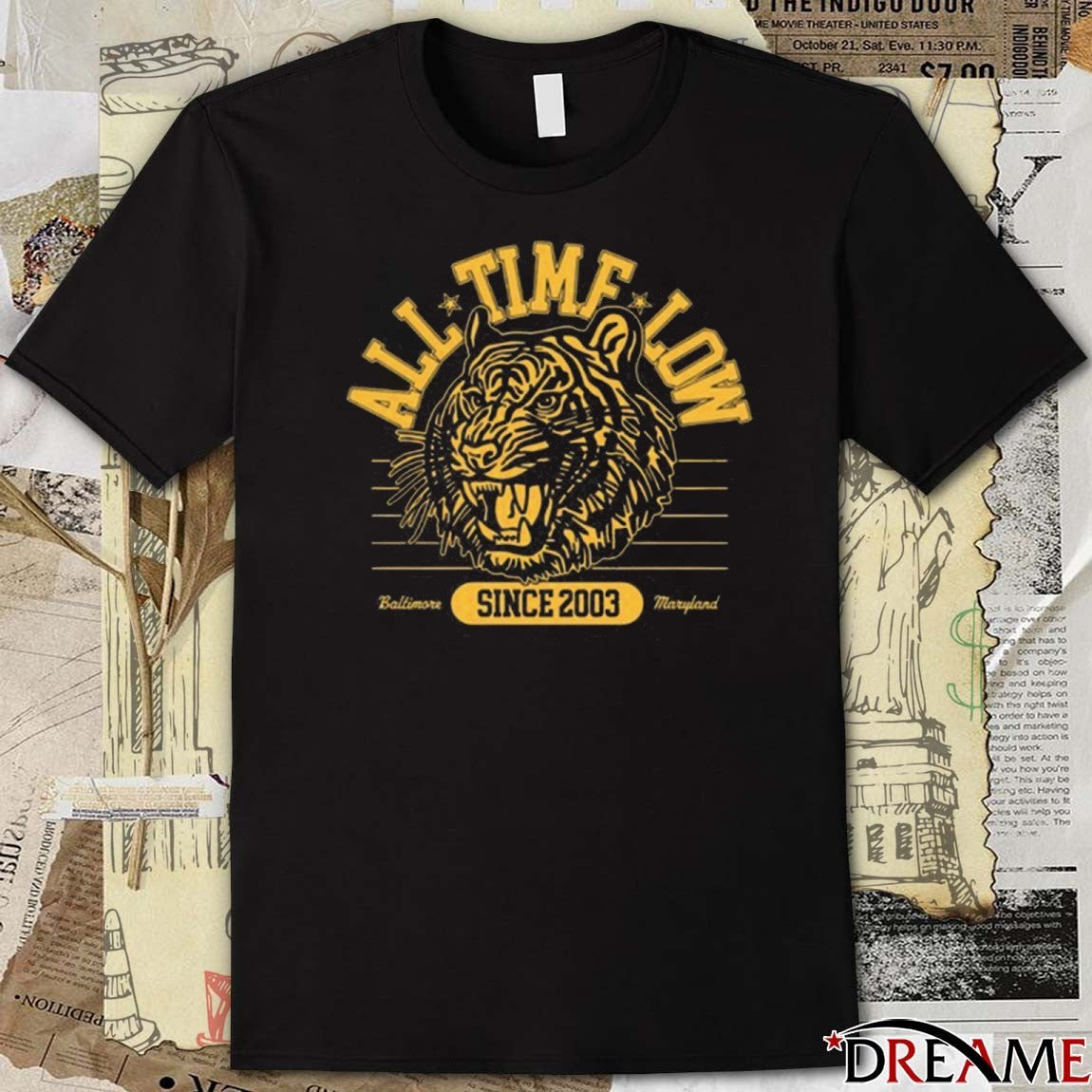 All Time Low Since 2003 Baltimore Maryland Tiger t-shirt