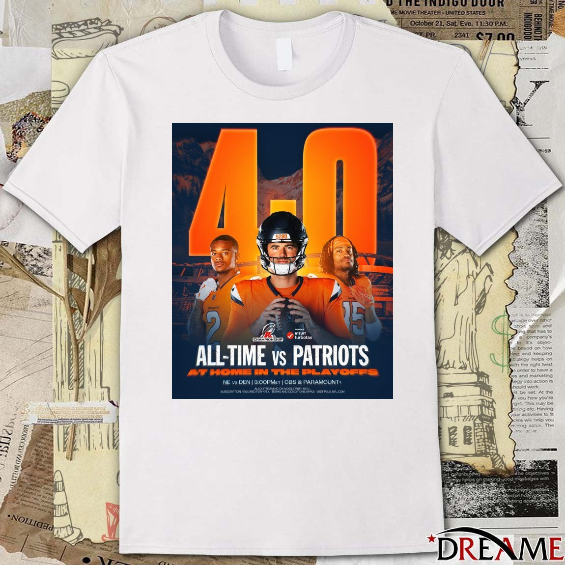 All-Time Vs Patriots At Home In The Playoffs AFC Championship Poster t-shirt