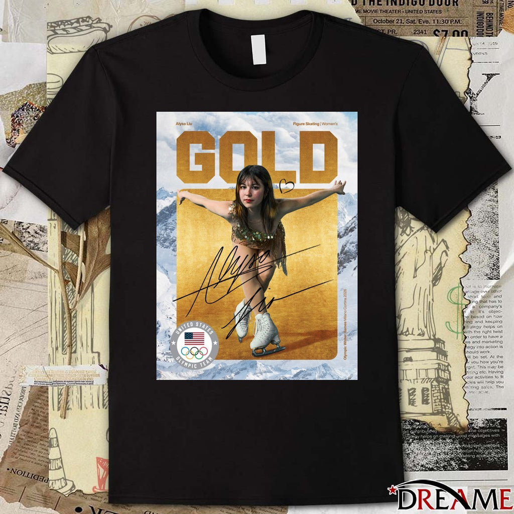 Alysa Liu Figure Skating Women’s GOLD Medal Signature 2026 Olympic Milano Cortina t-shirt