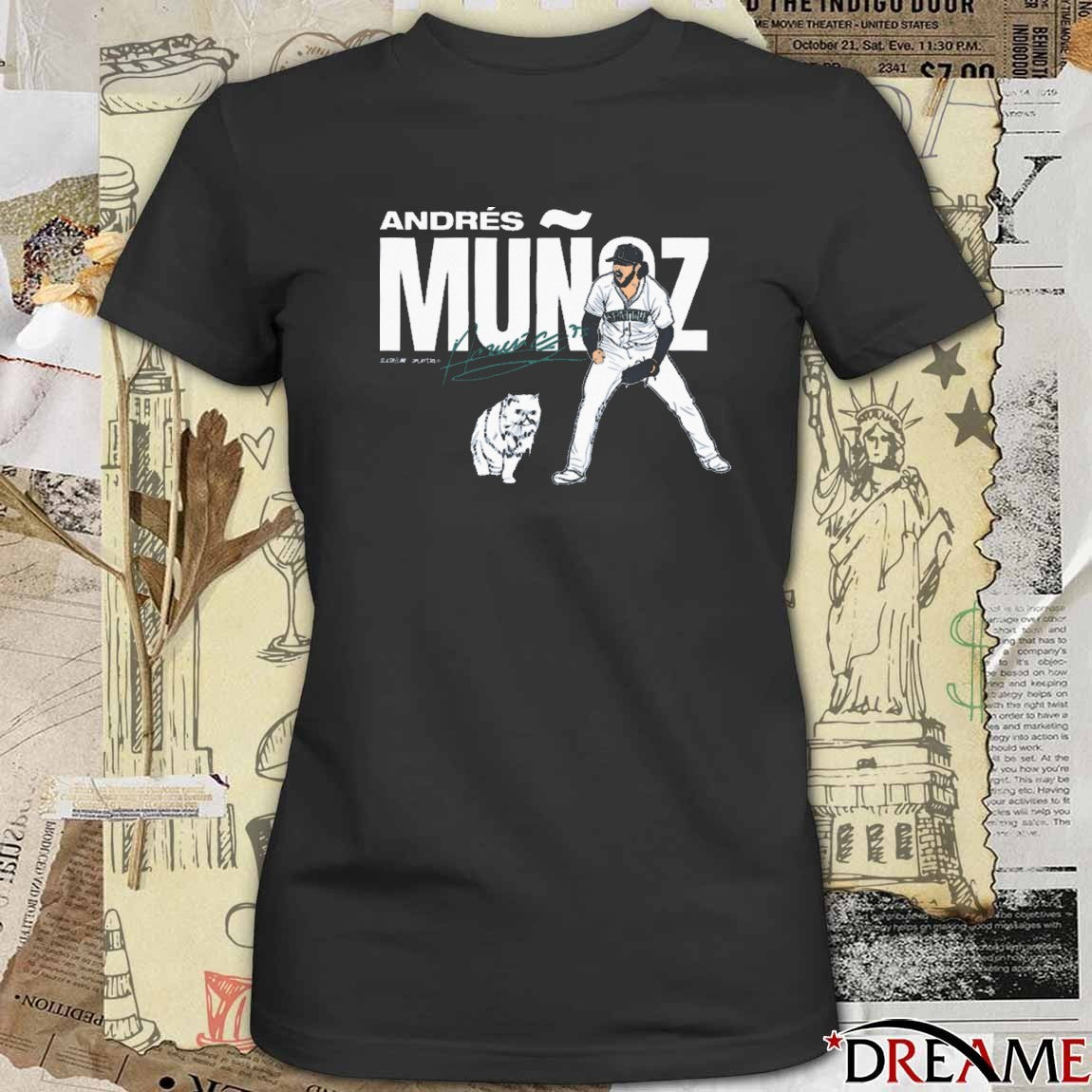 Andrés Muñoz Seattle Mariners MLB Slash Line Signature Painting t-shirt