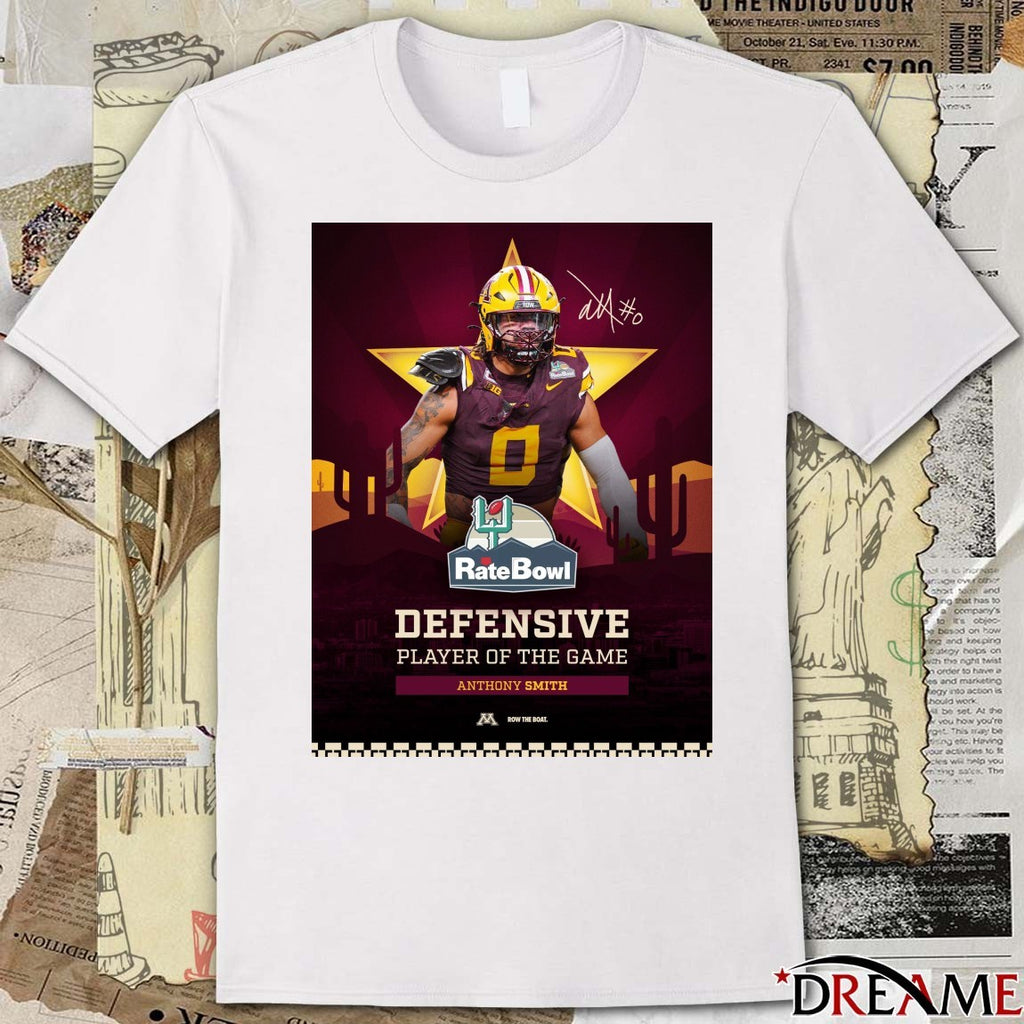 Anthony Smith Defensive Player of the Game Minnesota Golden Gophers 2025 Rate Bowl Signature Poster t-shirt