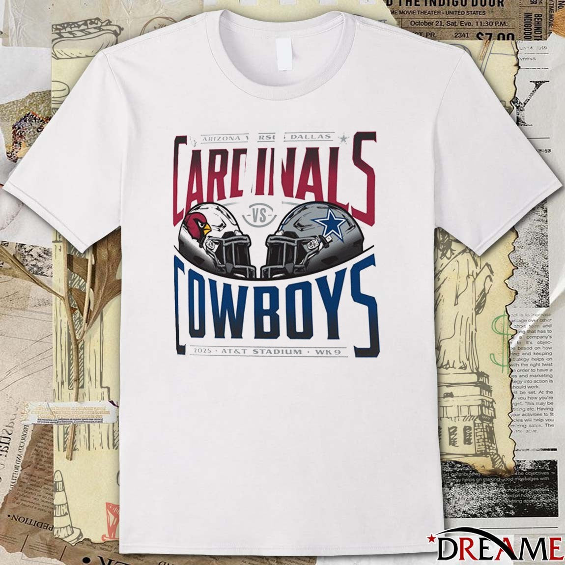 Arizona Cardinals Vs Dallas Cowboys 2025 AT&T Stadium Week 6 Helmet t-shirt