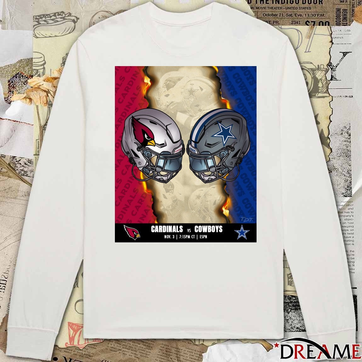 Arizona Cardinals Vs Dallas Cowboys November 3 2025 Monday Night Football Poster t-shirt