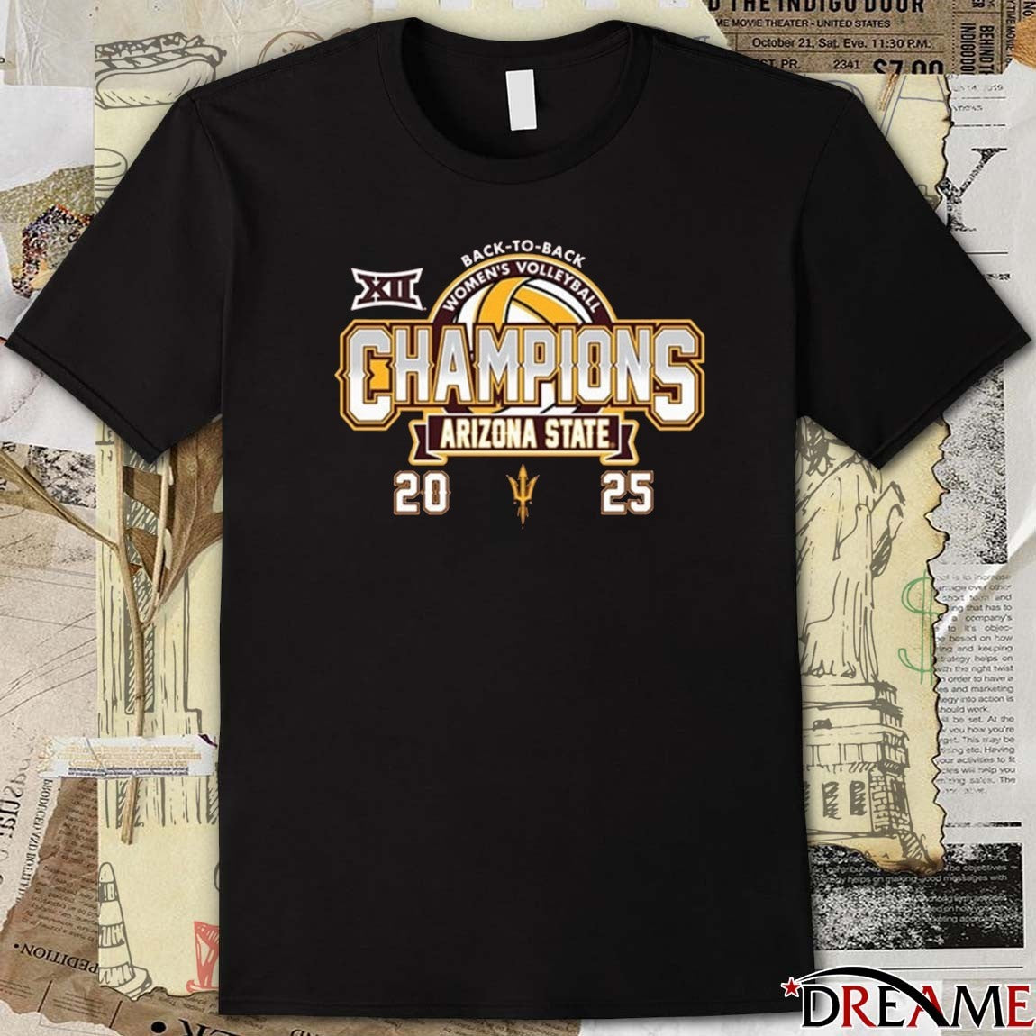 Arizona State Sun Devils 2025 Big 12 NCAA Volleyball Champions Back-To-Back t-shirt