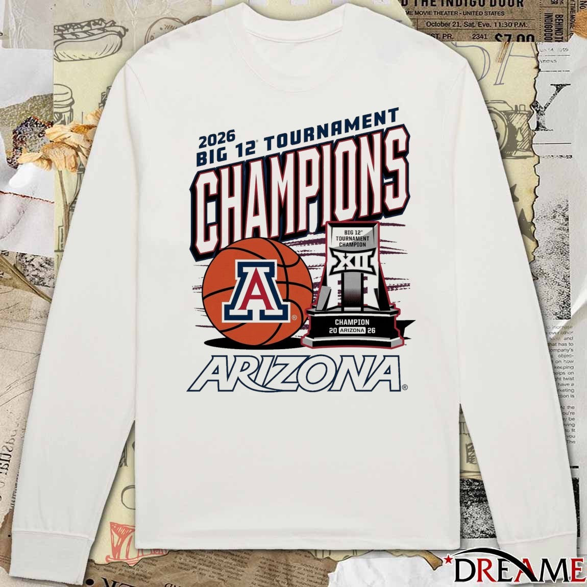 Arizona Wildcats 2026 Big 12 Men’s Basketball Tournament Championship Trophy t-shirt