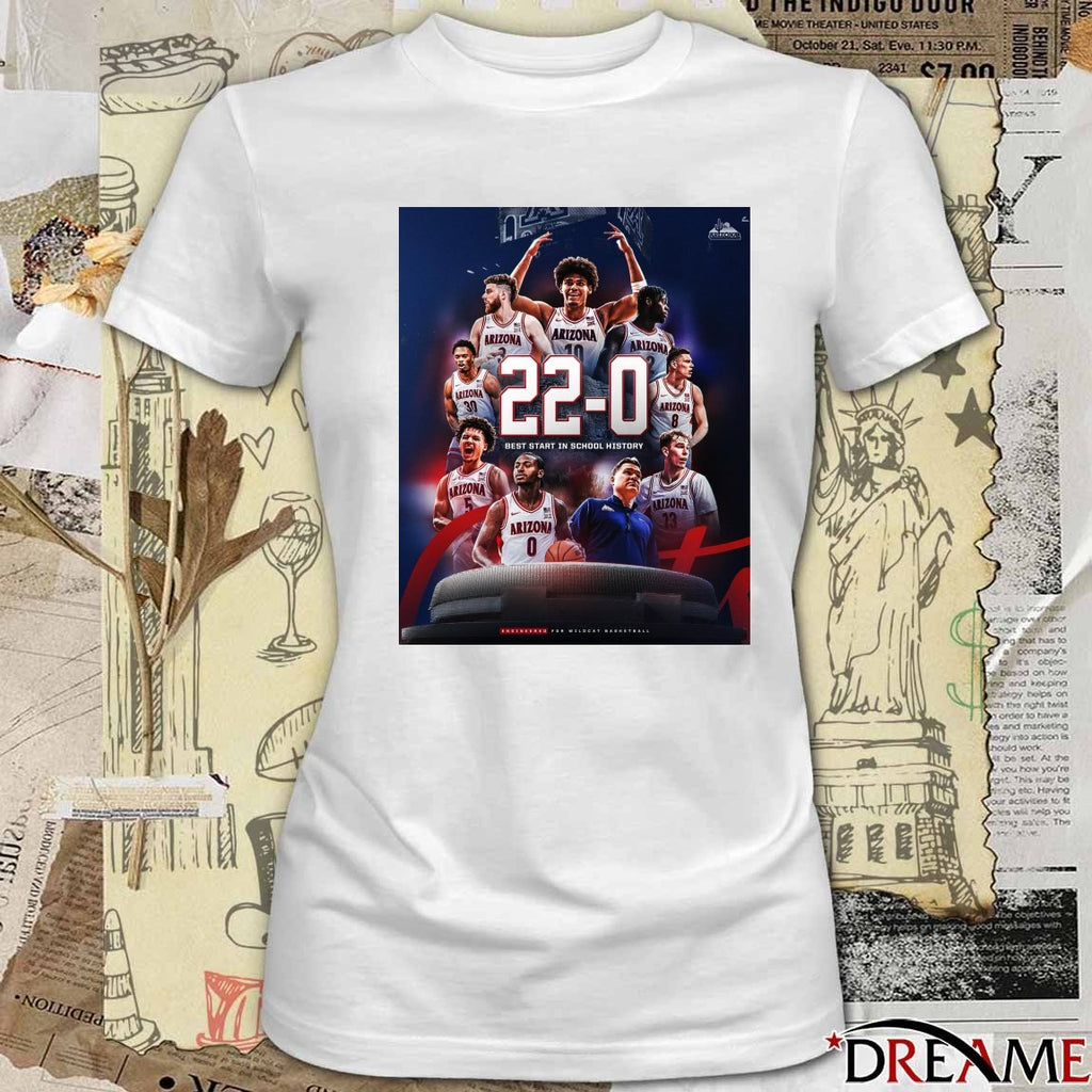 Arizona Wildcats men’s basketball 22-0 Best Start In School History Poster t-shirt