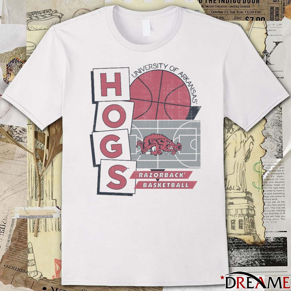 Arkansas Razorback Basketball Hogs University of Arkansas Faded Court Crew t-shirt