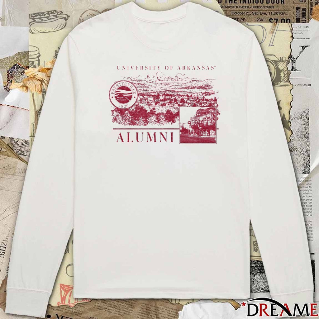 Arkansas Razorback University of Arkansas Alumni Collage Fayetteville 1829 t-shirt