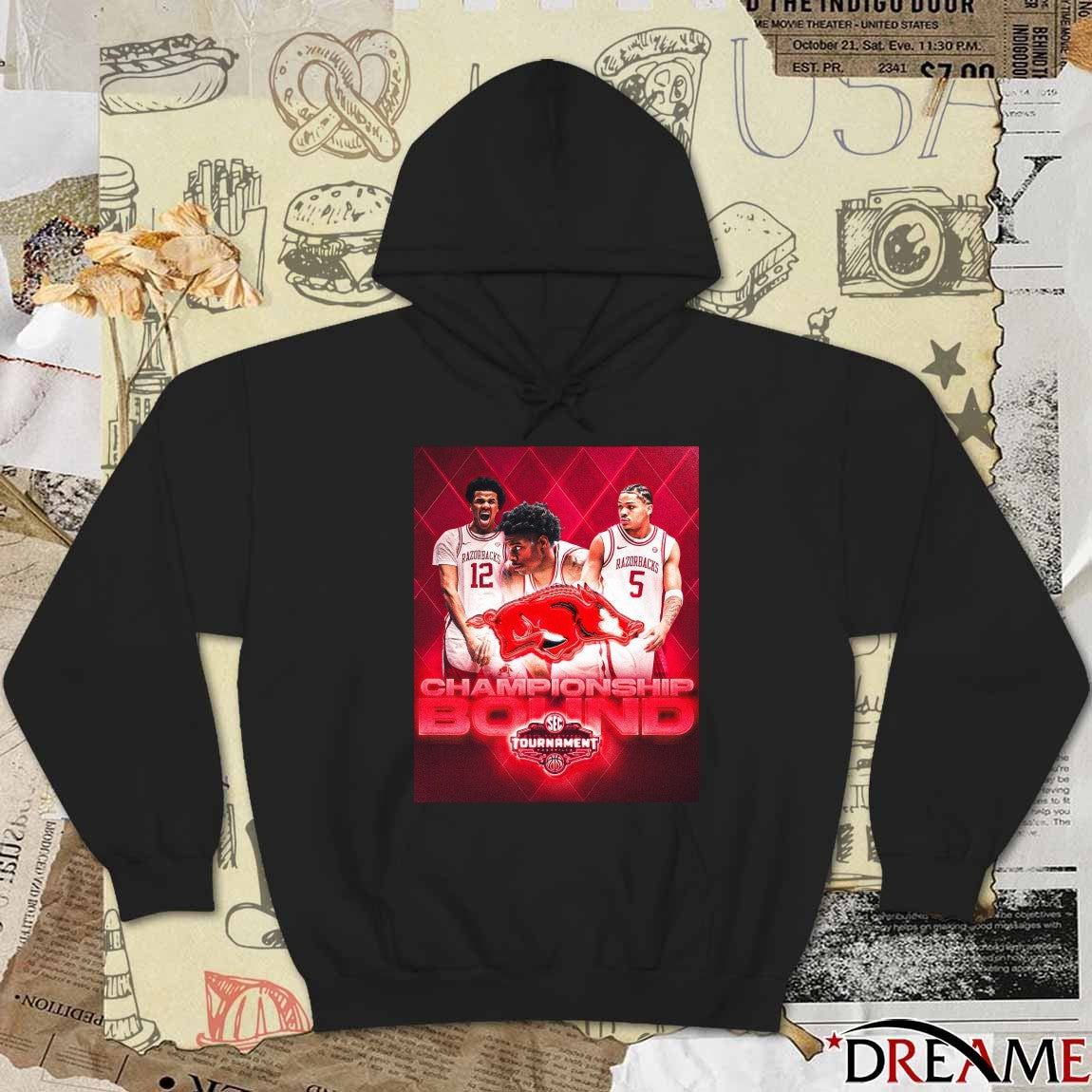Arkansas Razorbacks 2026 Men’s Basketball Tournament Championship Game Bound Poster t-shirt