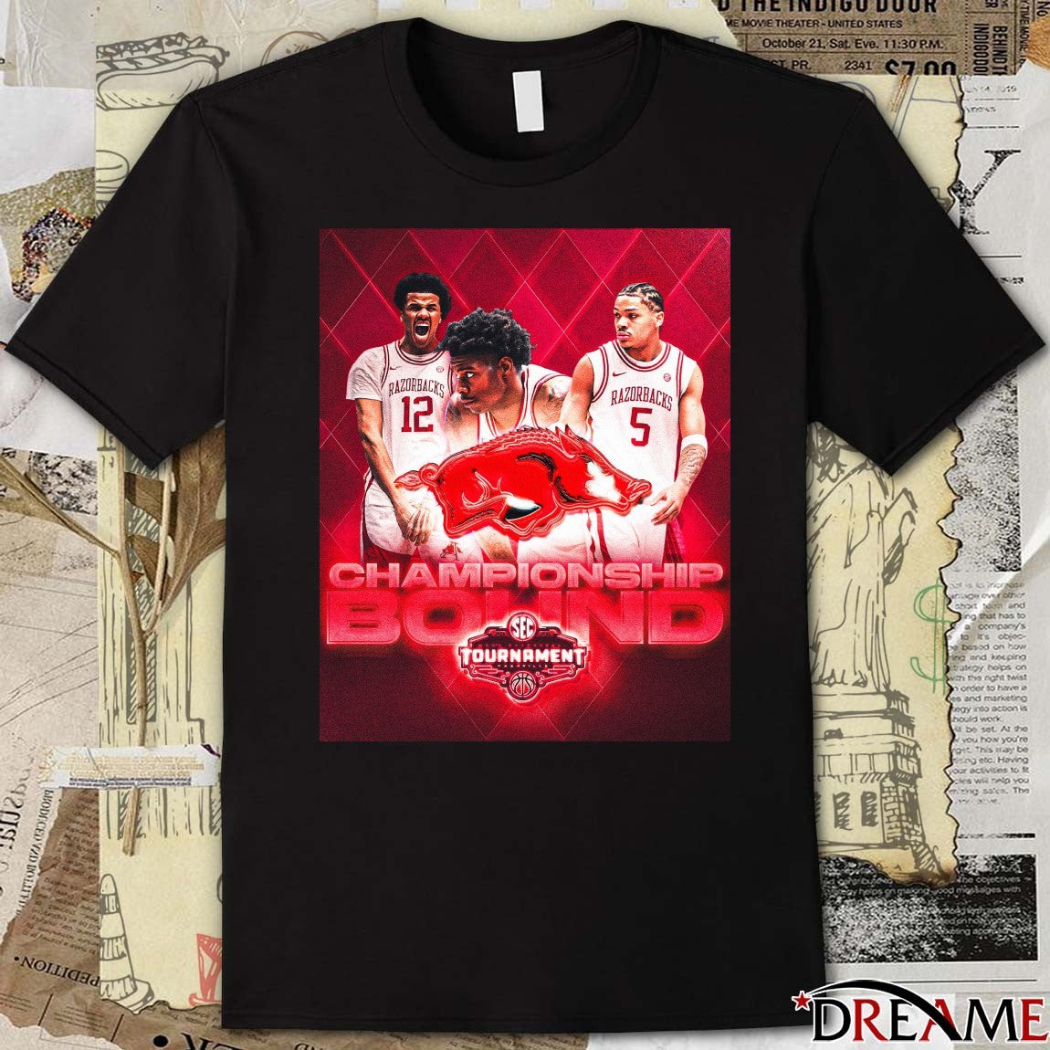 Arkansas Razorbacks 2026 Men’s Basketball Tournament Championship Game Bound Poster t-shirt