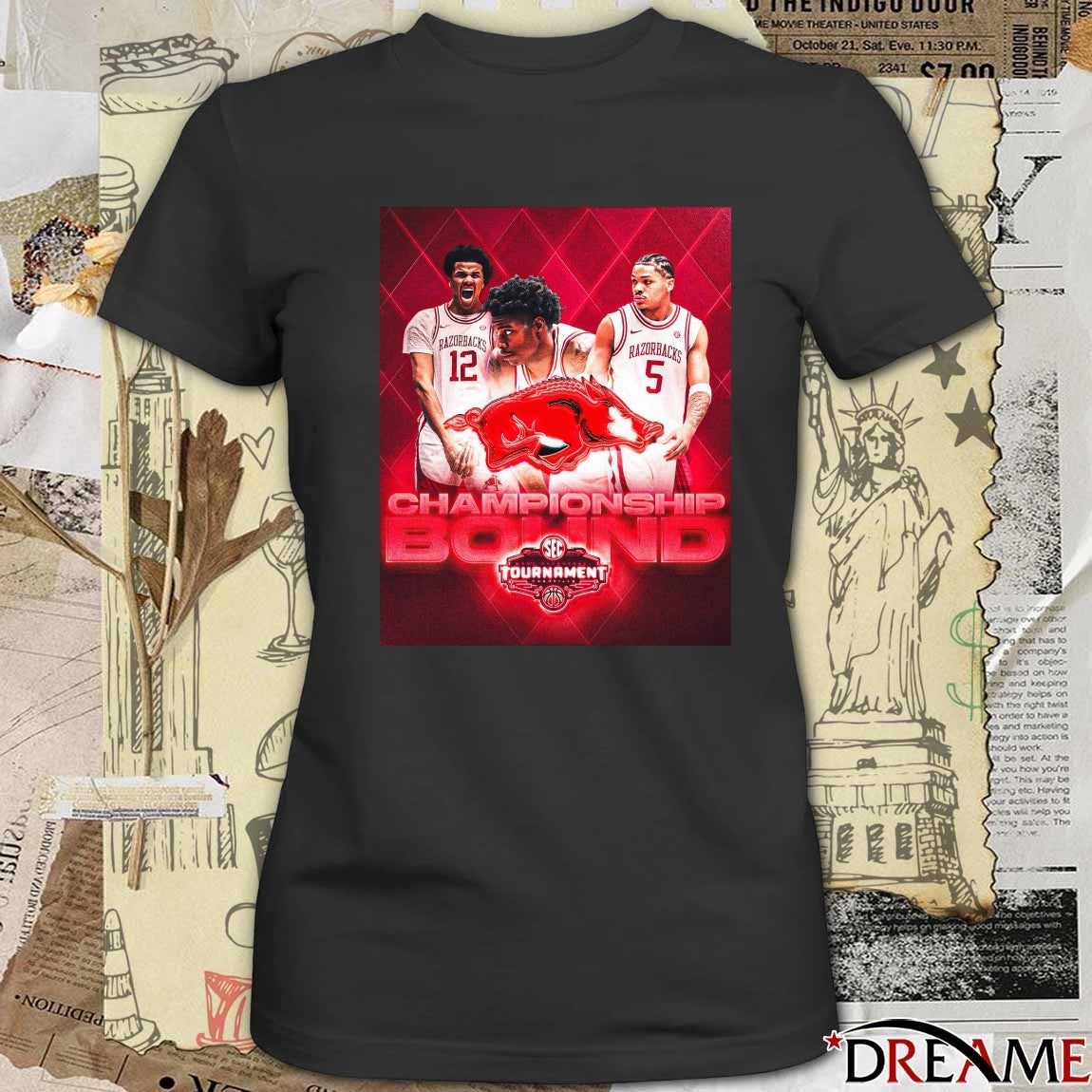 Arkansas Razorbacks 2026 Men’s Basketball Tournament Championship Game Bound Poster t-shirt