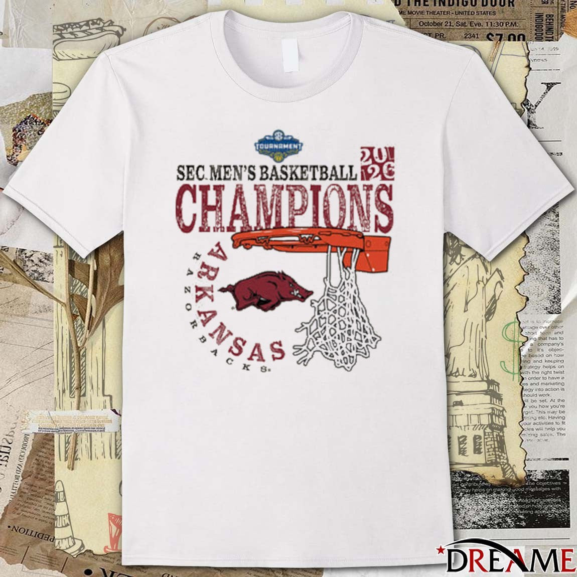 Arkansas Razorbacks 2026 SEC Men’s Basketball Tournament Champions Cut Nets t-shirt