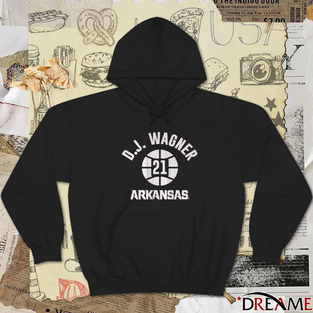Arkansas Razorbacks Basketball D.J. Wagner Name Number Ball 21 t-shirt