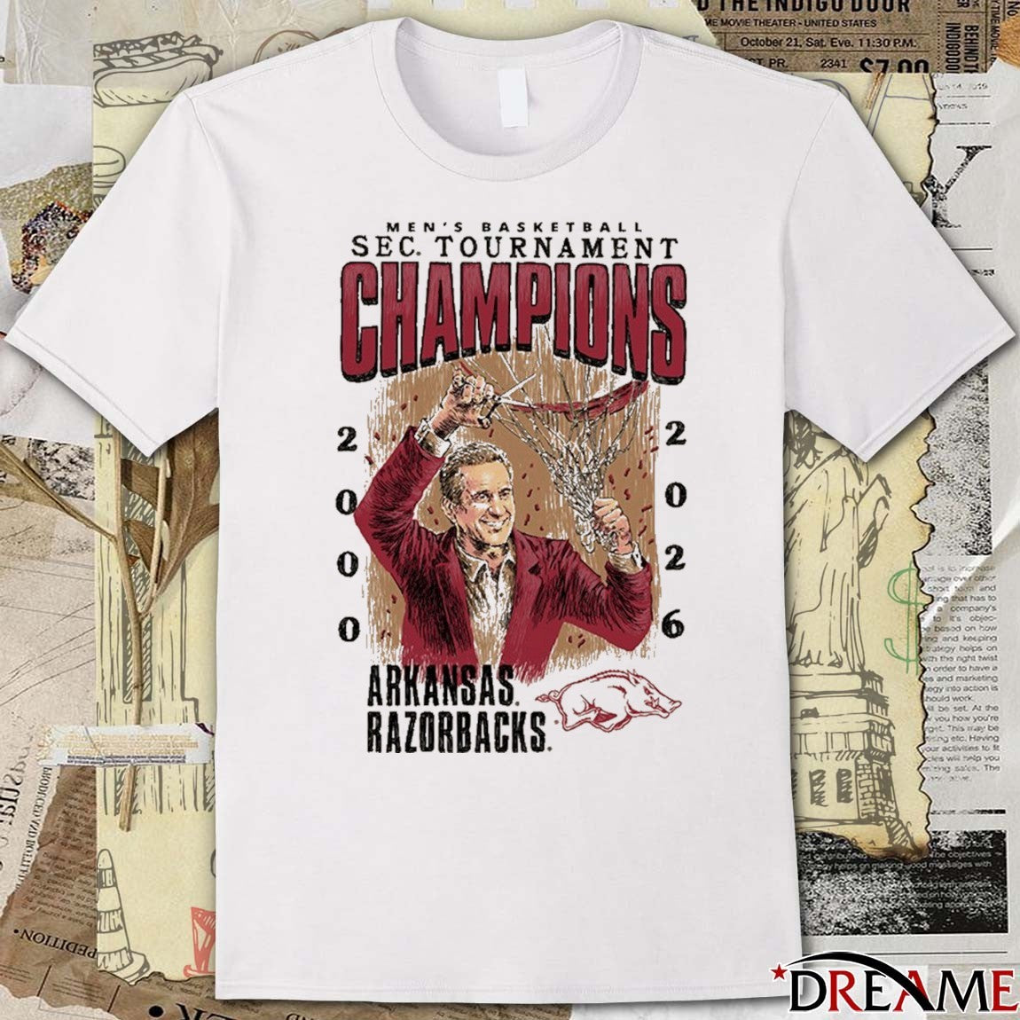 Arkansas Razorbacks Coach Cal Men’s Basketball SEC Tournament Champions 2026 t-shirt
