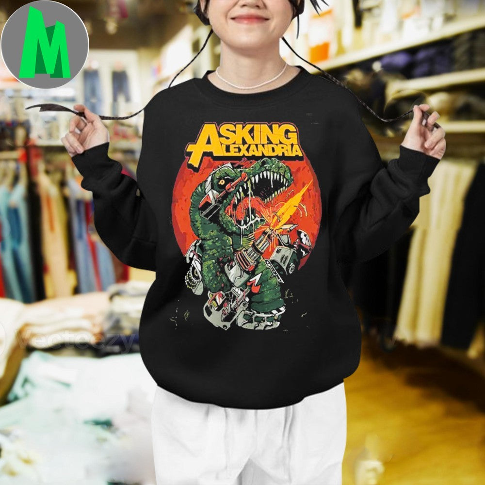 Asking Alexandria Dino Robot Lightning Graphic T-Shirt