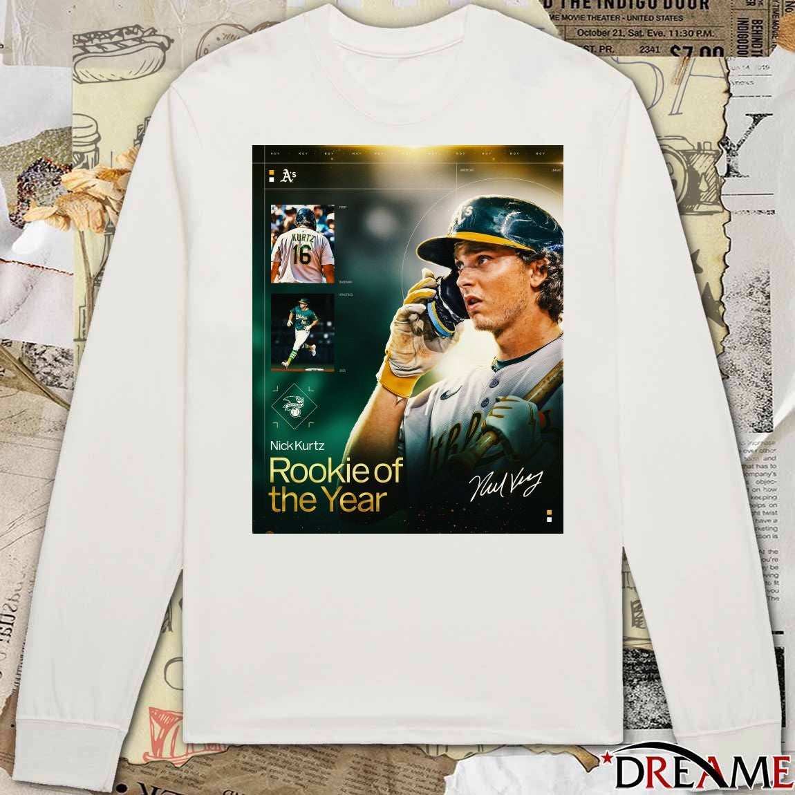 Athletics Nick Kurtz 2025 American League Jackie Robinson Rookie of the Year Signature Poster t-shirt