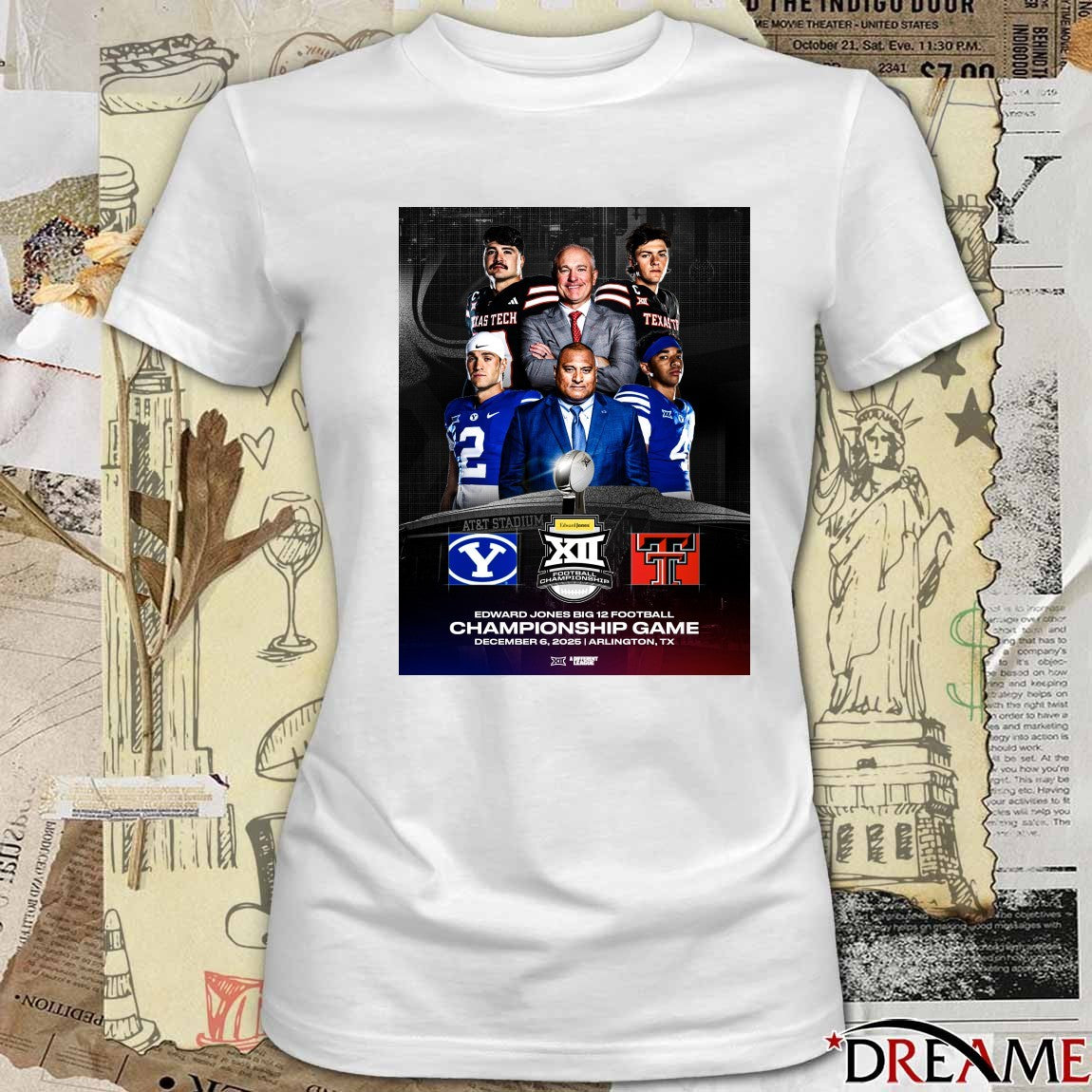 BYU Cougars Vs Texas Tech Red Raiders 2025 Edward Jones Big 12 Football Championship Poster t-shirt