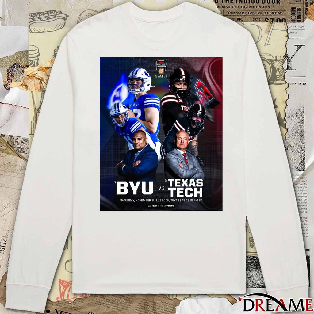 BYU Cougars Vs Texas Tech Red Raiders November 8 2025 in Lubbock, Texas, at Jones AT&T Stadium Poster t-shirt
