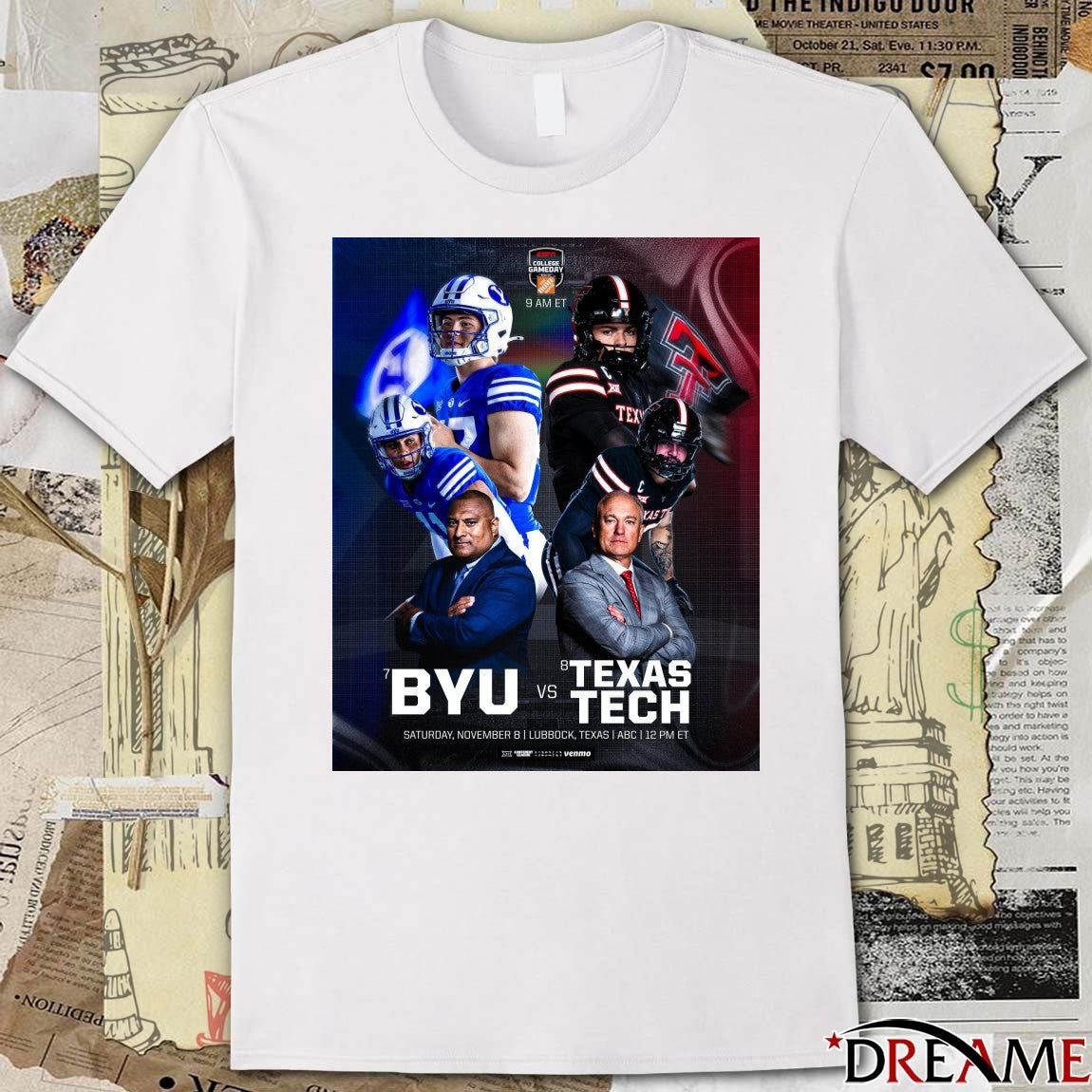 BYU Cougars Vs Texas Tech Red Raiders November 8 2025 in Lubbock, Texas, at Jones AT&T Stadium Poster t-shirt