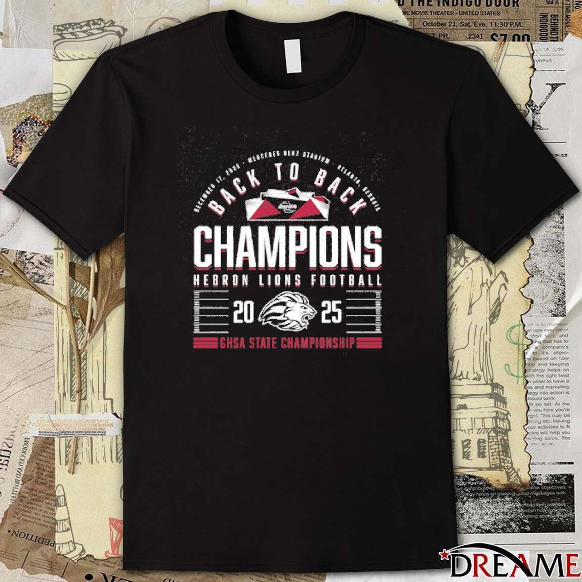 Back To Back Champions Hebron Lions Football 2025 GHSA State Championship t-shirt