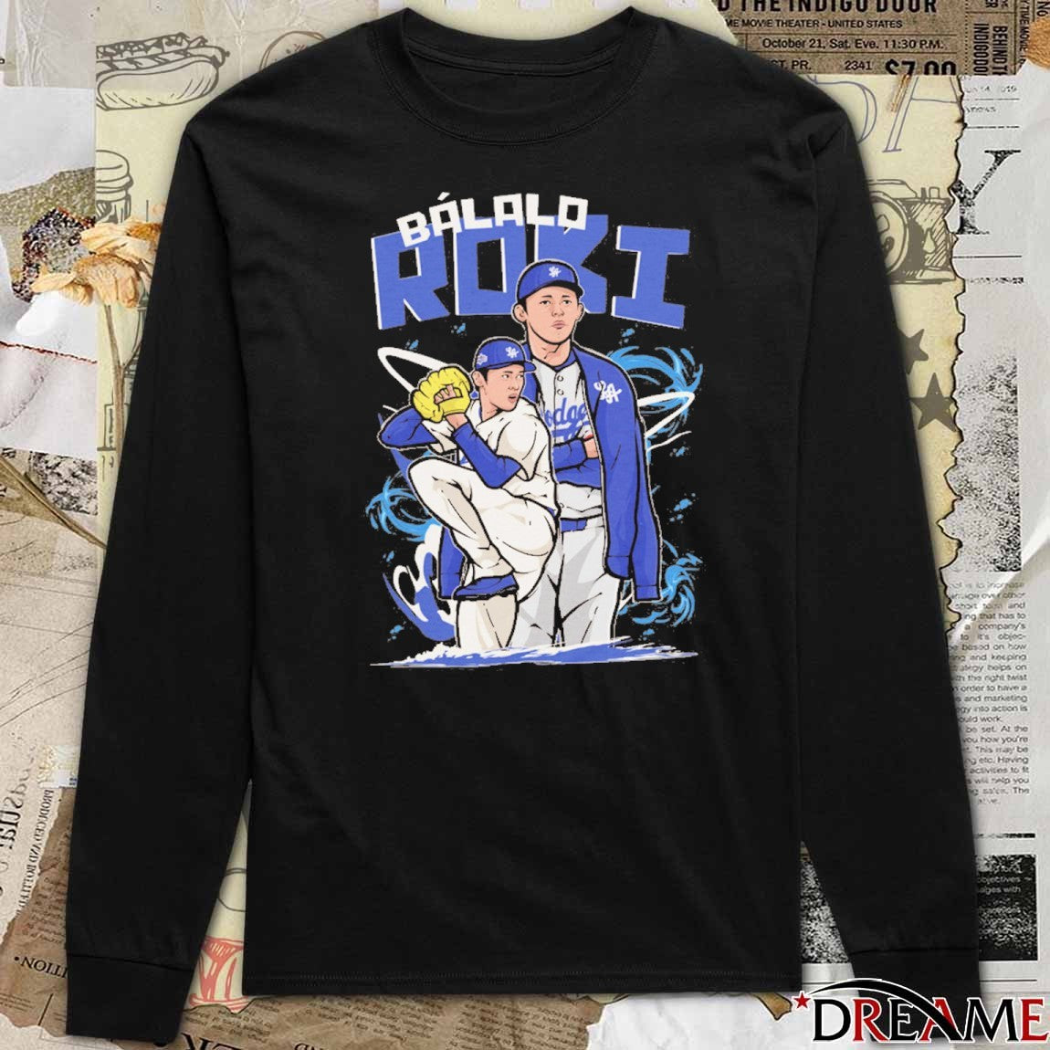 Báilalo Roki Sasaki Los Angeles Dodgers MLB Baseball Painting t-shirt