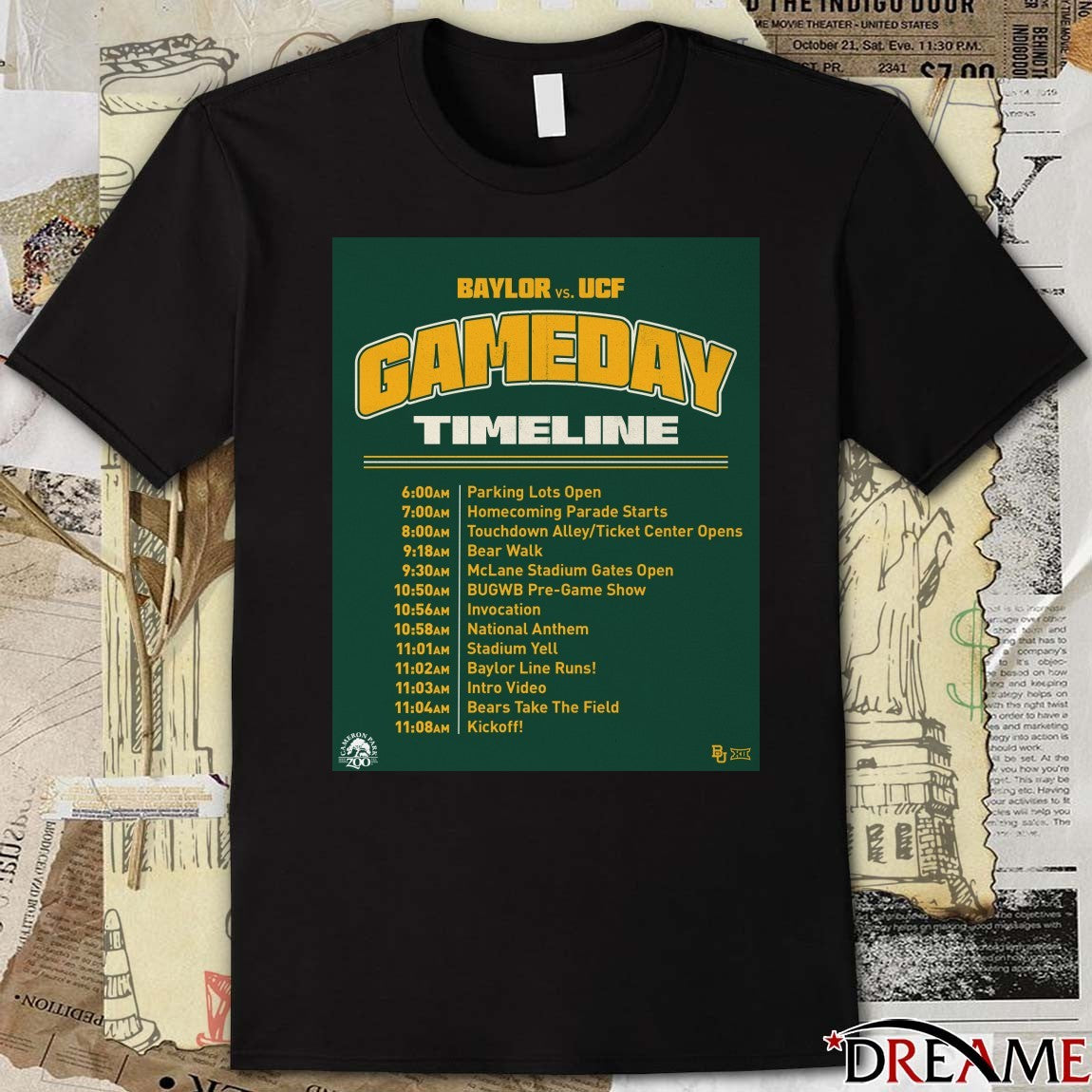 Baylor Bears Vs UCF Knights Gameday Timeline 2025 Poster t-shirt