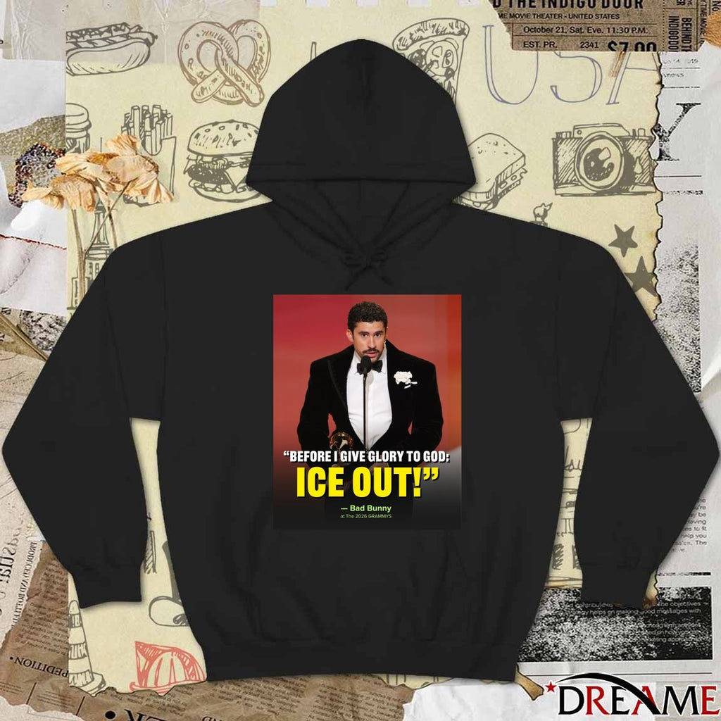 Before I Give Glory To God ICE Out Bad Bunny At The 2026 Grammys Poster t-shirt