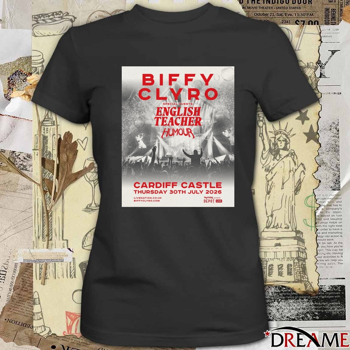 Biffy Clyro Concert Poster July 30 2026 Cardiff Castle t-shirt