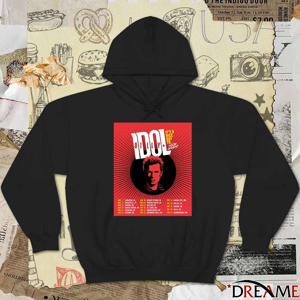 Billy Idol It’s A Nice Day To Tour Again Aug 7 – Sep 27 2026 Schedule Poster Music t-shirt