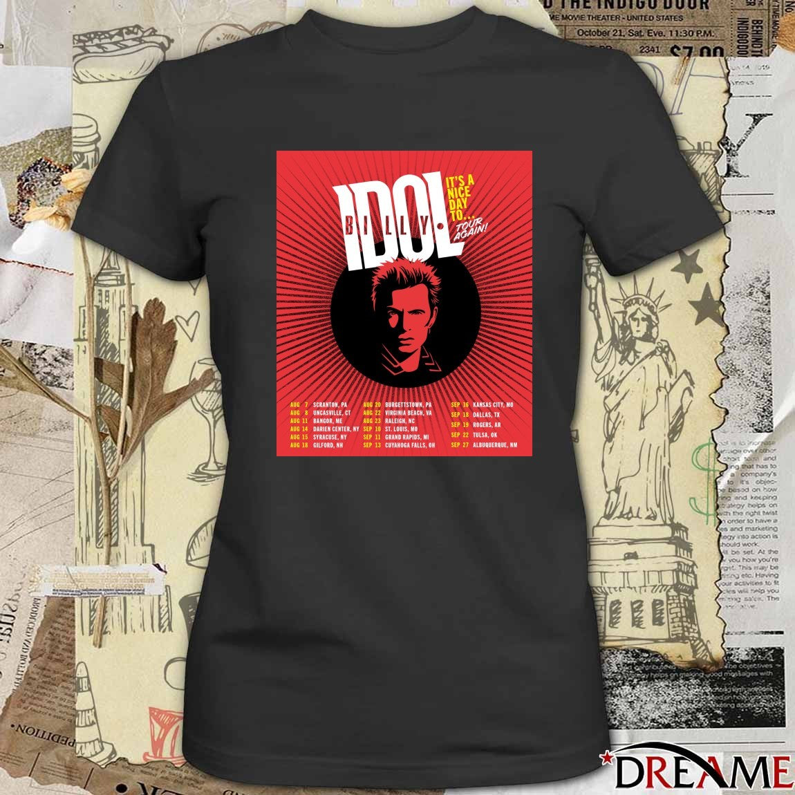 Billy Idol It’s A Nice Day To Tour Again Aug 7 – Sep 27 2026 Schedule Poster Music t-shirt