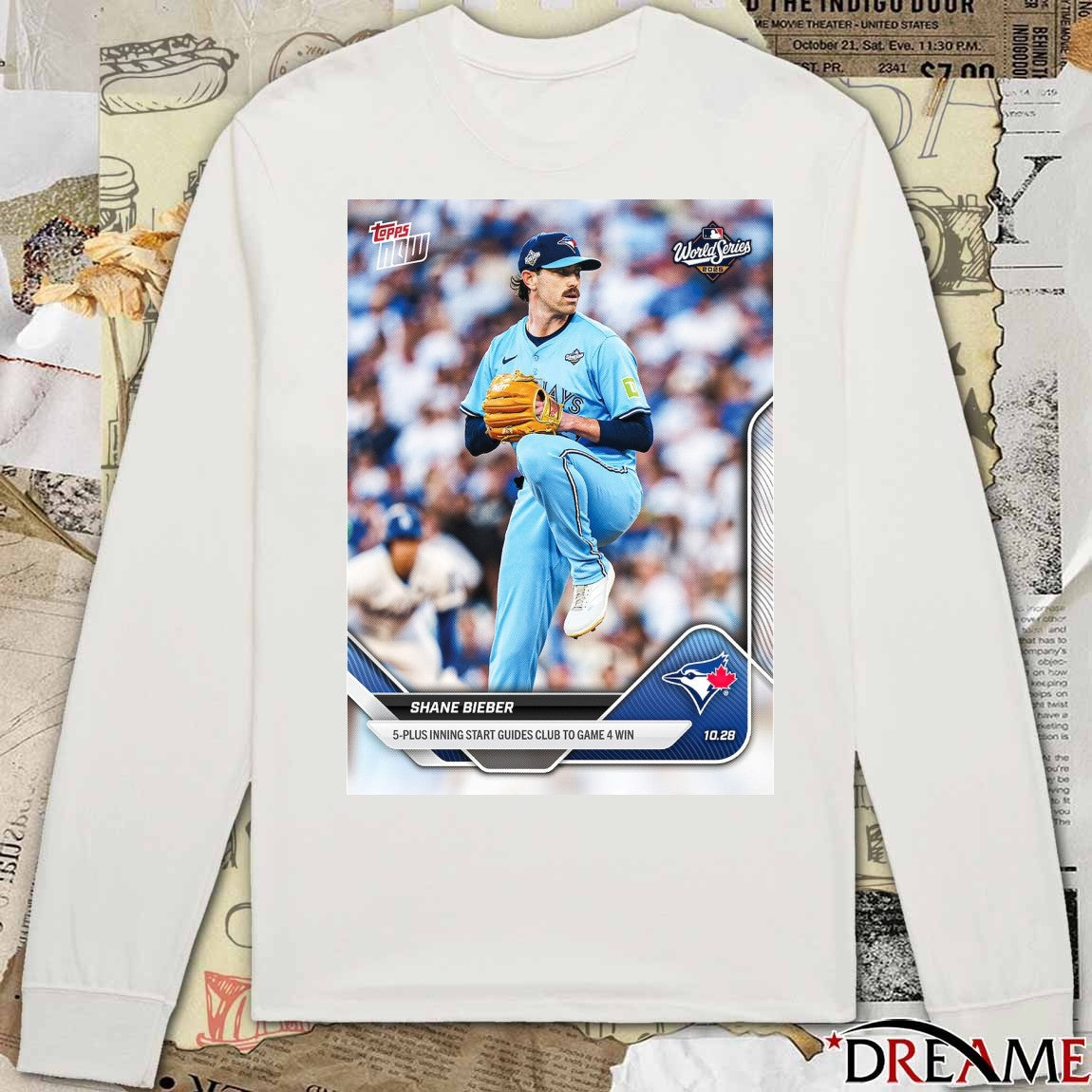 Blue Jays Shane Bieber 2025 MLB Topps 5-Plus Inning Start Guides Club To Game 4 Win t-shirt