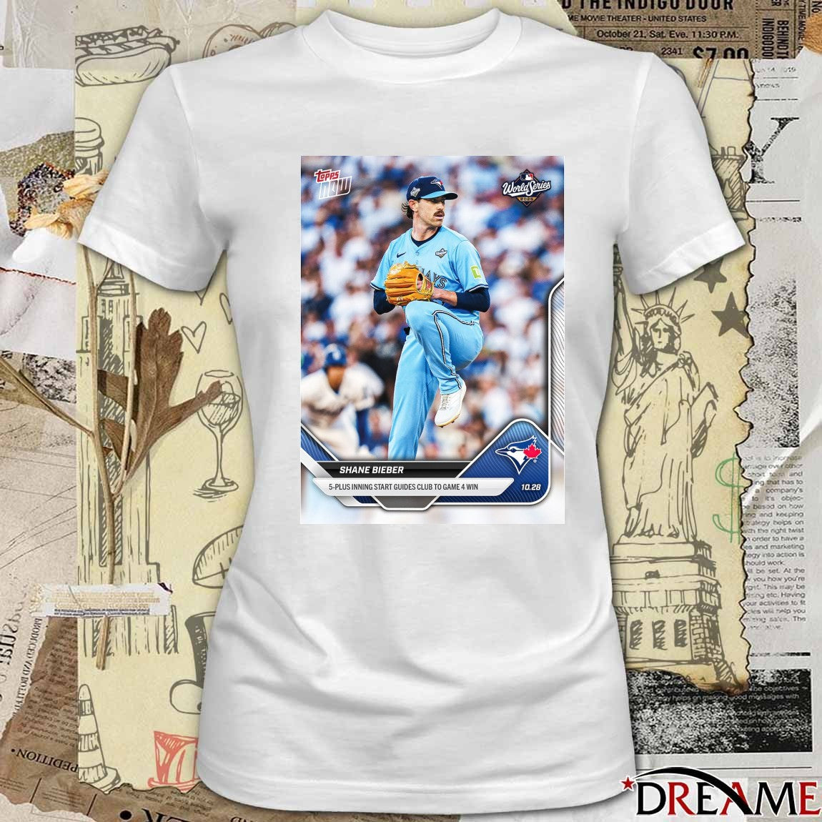 Blue Jays Shane Bieber 2025 MLB Topps 5-Plus Inning Start Guides Club To Game 4 Win t-shirt