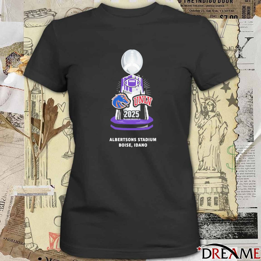 Boise State Broncos Vs UNLV Rebels 2025 Mountain West Championship Men’s Trophy Albertsons Stadium Boise, Idaho t-shirt