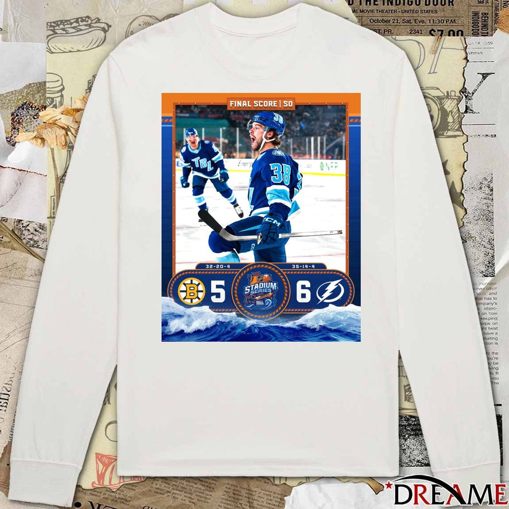 Boston Bruins Vs Tampa Bay Lightning Final Score 6 – 5 2026 Stadium Series Poster t-shirt