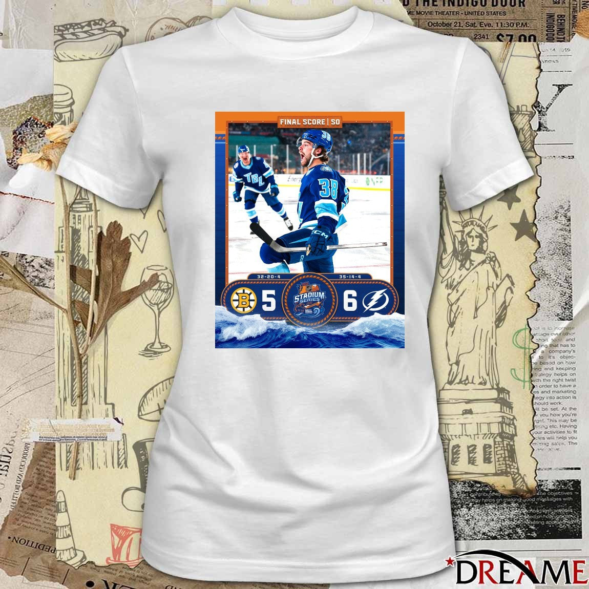 Boston Bruins Vs Tampa Bay Lightning Final Score 6 – 5 2026 Stadium Series Poster t-shirt