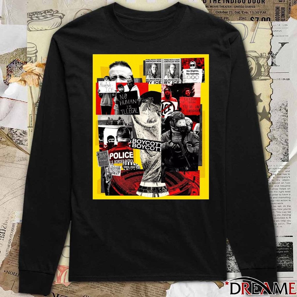 Boycott World Cup 2026 Abolish ICE No Human Is Illegal Poster t-shirt