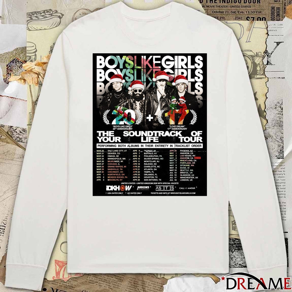 Boys Like Girls The Soundtrack of Your Life 2026 Tour Poster t-shirt