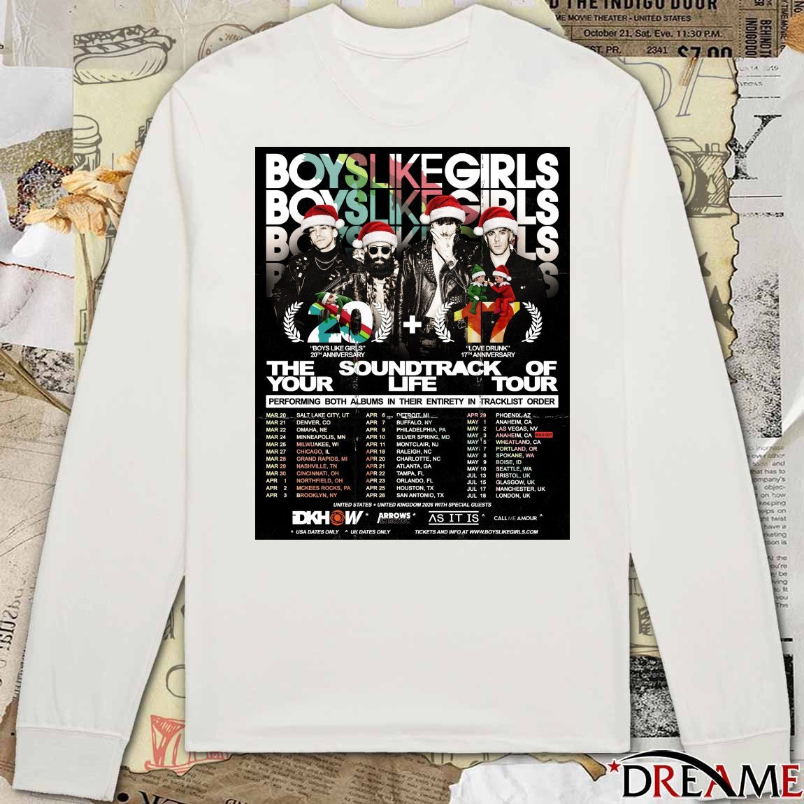 Boys Like Girls The Soundtrack of Your Life 2026 Tour Poster t-shirt
