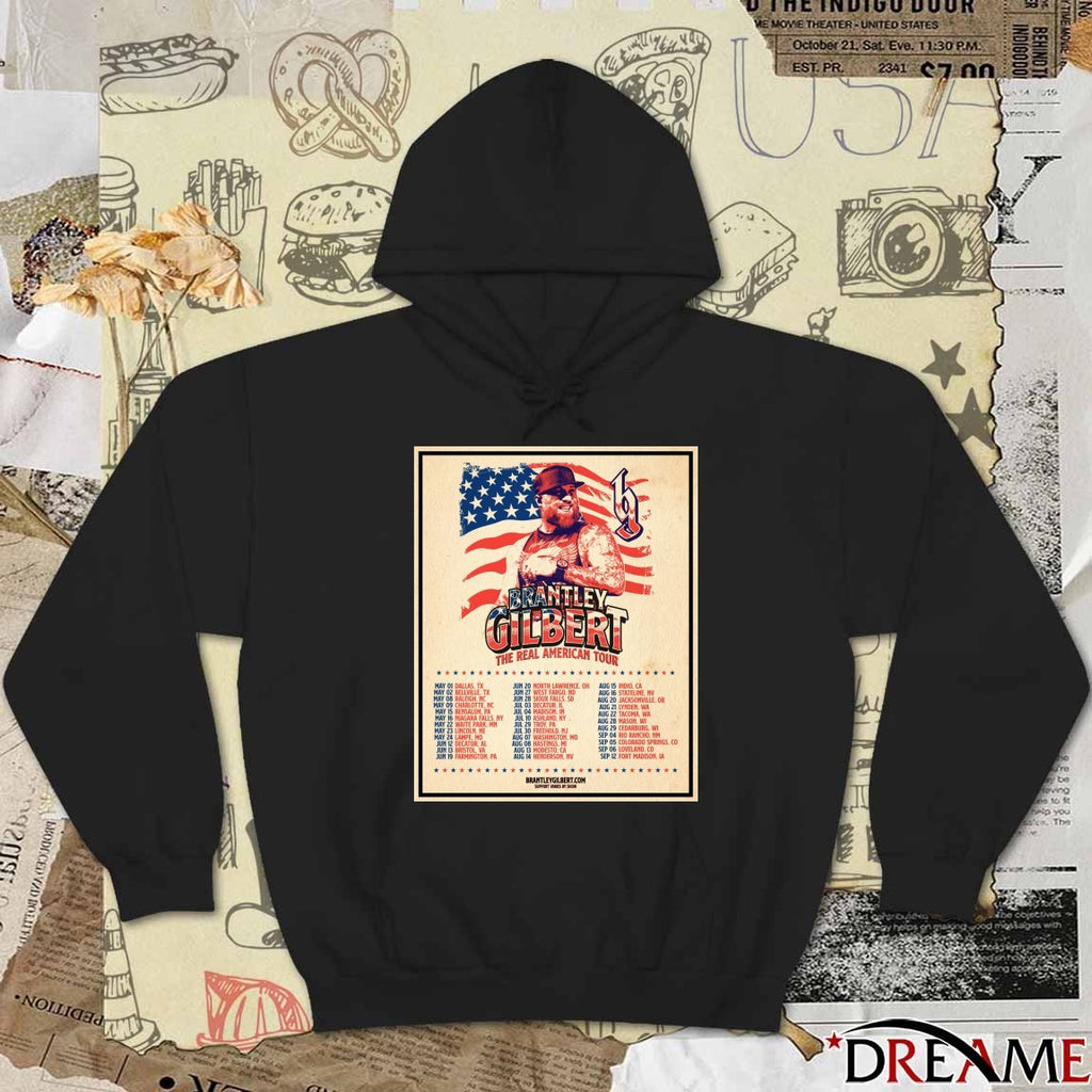 Brantley Gilbert The Real American Tour 2026 Schedule Poster Country Music Fan t-shirt