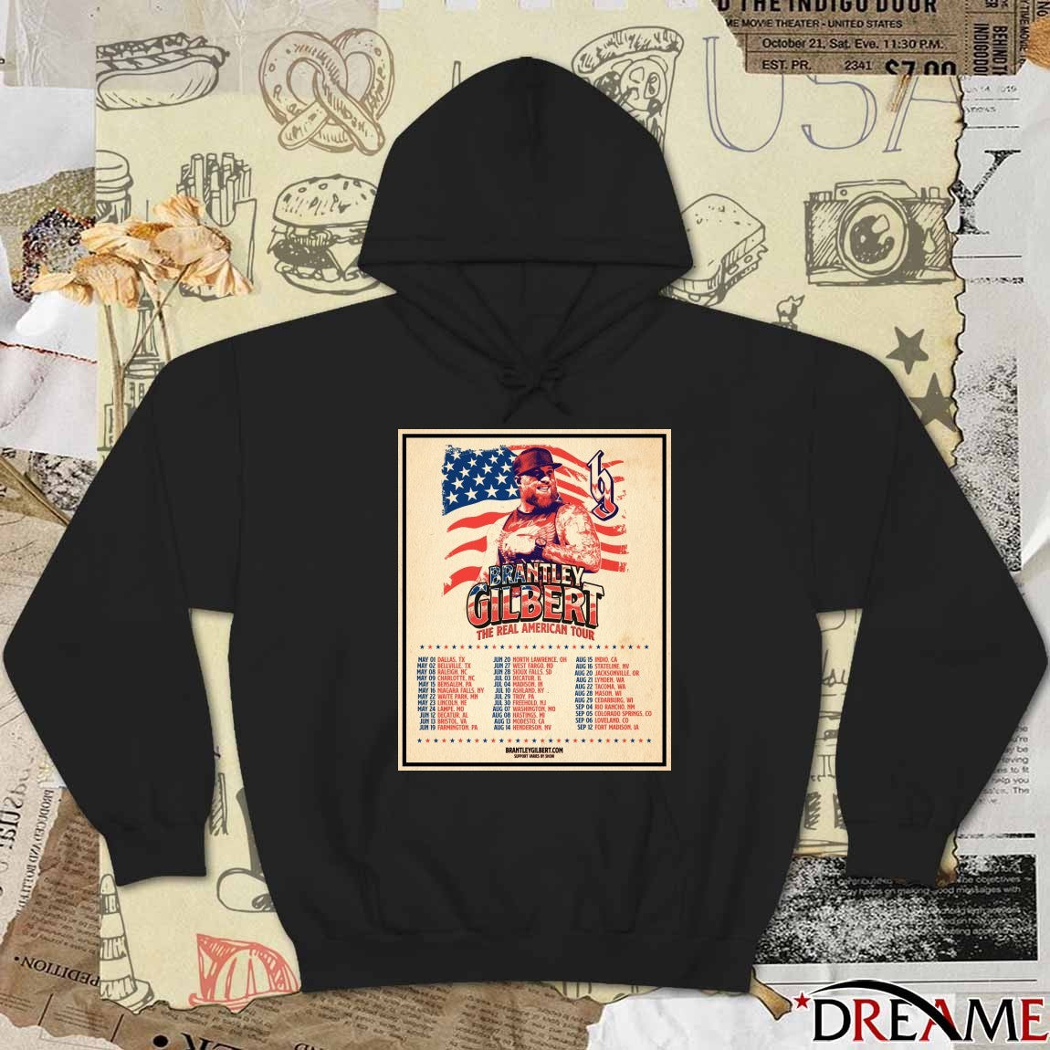 Brantley Gilbert The Real American Tour 2026 Schedule Poster Country Music Fan t-shirt