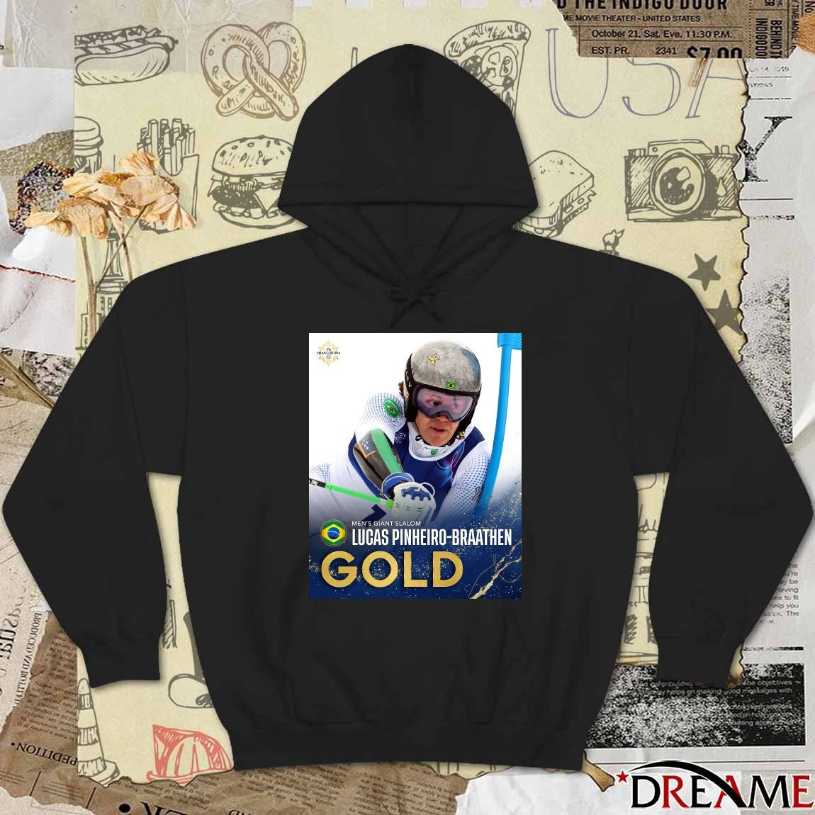 Brazil Men’s Giant Slalom Lucas Pinheiro-Braathen Gold Olympics t-shirt