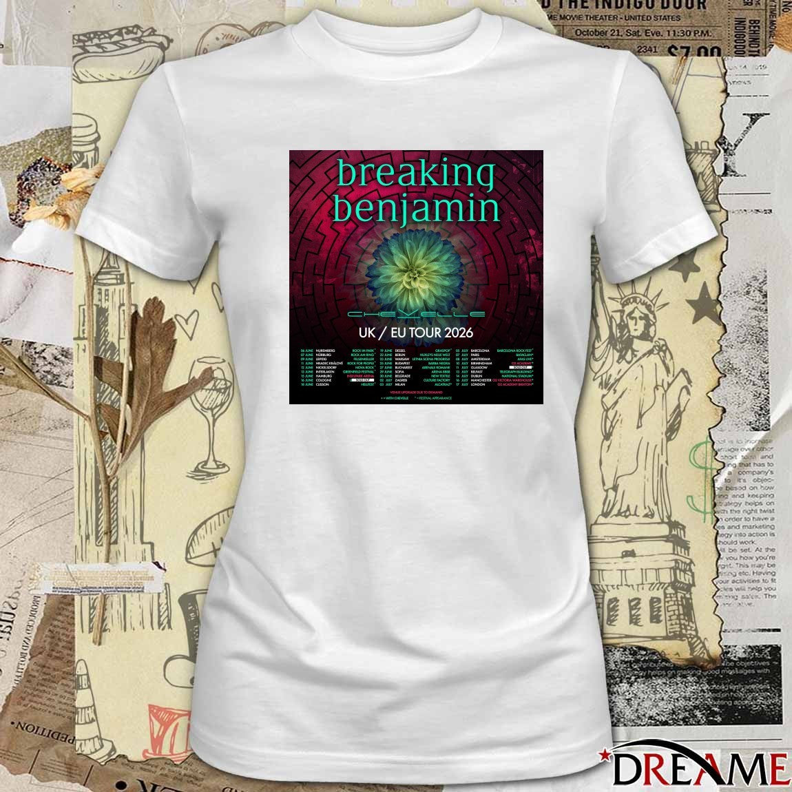 Breaking Benjamin’s 2026 UK EU Tour June 6 – July 17 2026 Poster t-shirt