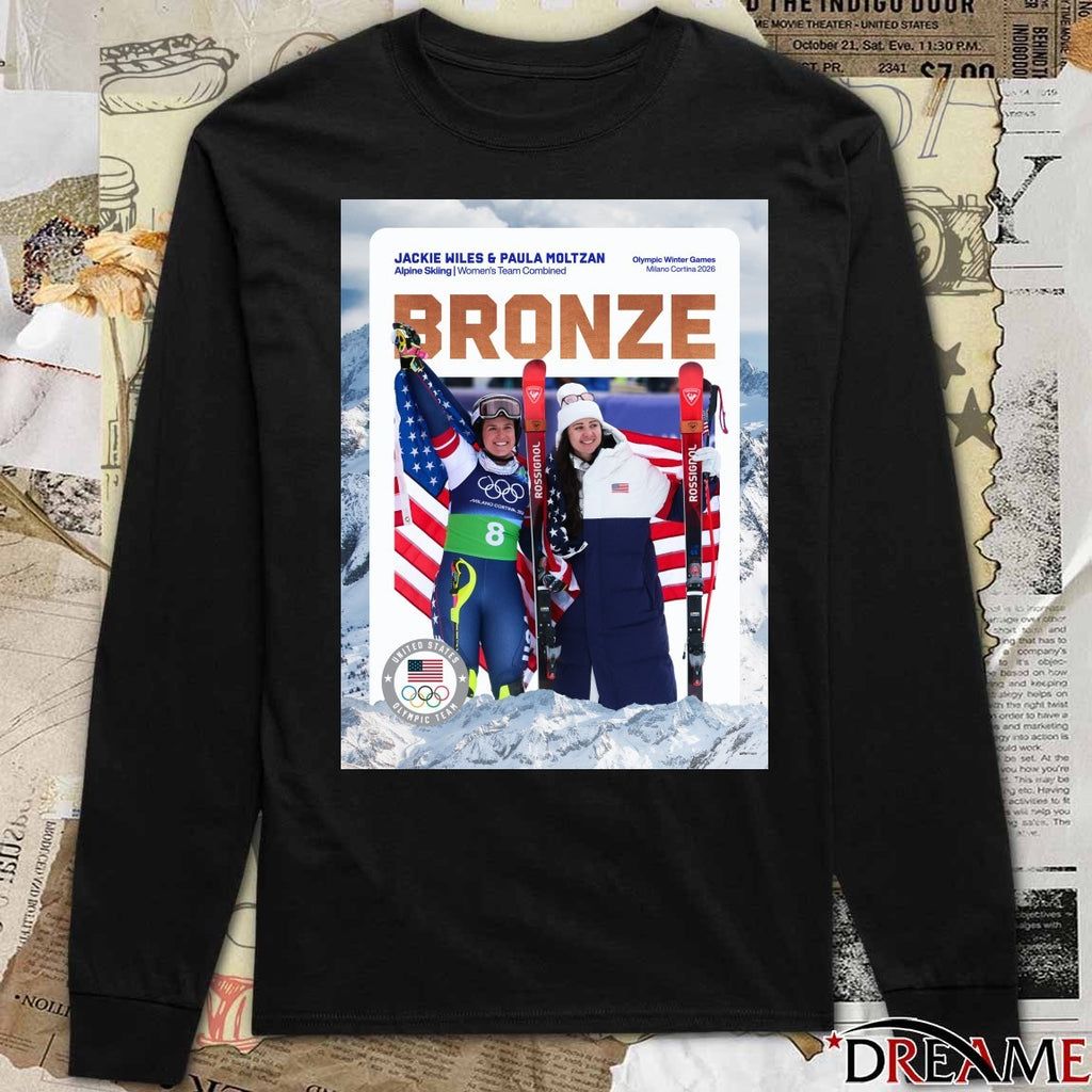 Bronze Jackie Wiles And Paula Moltzan Alpine Skiing Women’s Team Combined 2026 Poster t-shirt